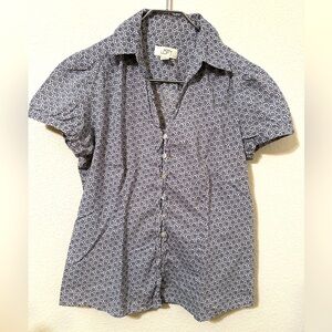 GUC ANN TAYLOR LOFT Floral Cotton Short Sleeved Blouse